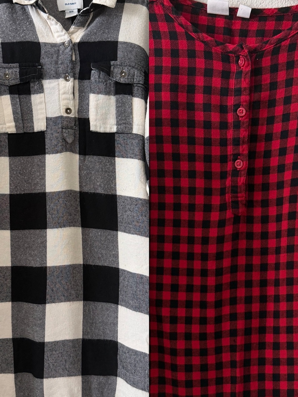 GAP Girls Black & White Buffalo Plaid and Red & Black Buffalo Plaid Top Duo - Picture 2 of 7
